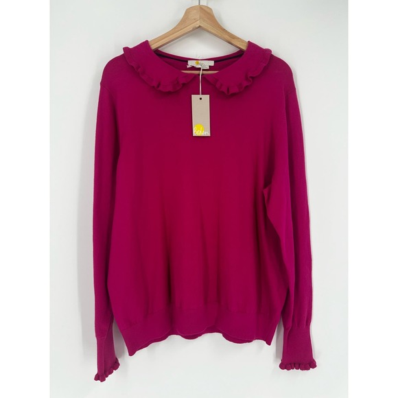 Boden Pink Ruffle Trim Sweater - Picture 2 of 10